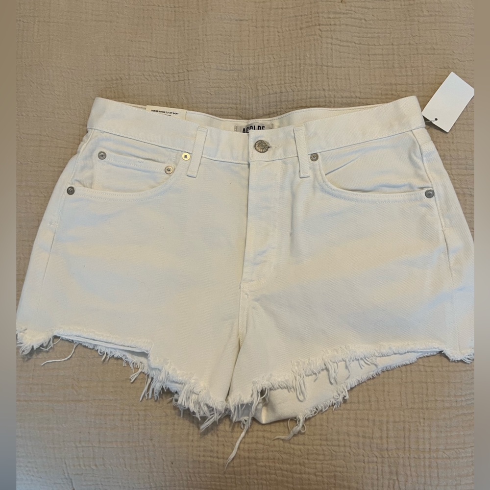 Agolde white jean shorts NWT